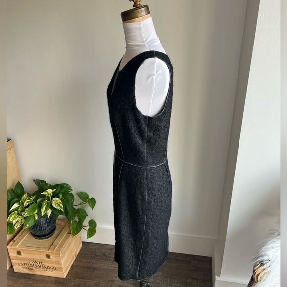 GEORGES RECH BLACK WOOL LEATHER TRIM SLEEVELESS DRESS SIZE SMALL/MEDIUM - Picture 5 of 10